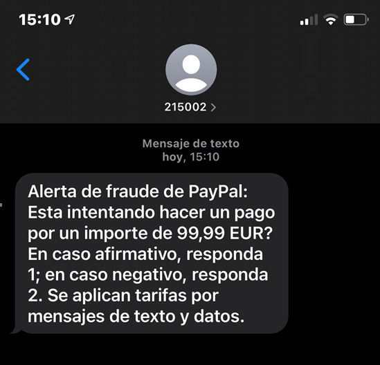 equilibrio luego Ocultación Supuesto SMS de Paypal - Meytel | Meytel